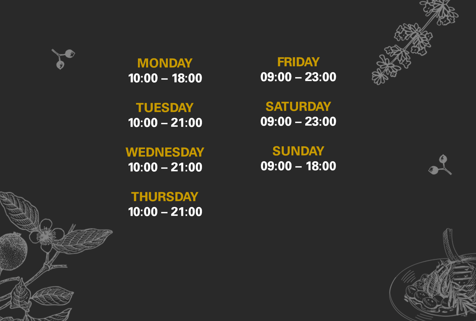 RAFTERS OPENING TIMES